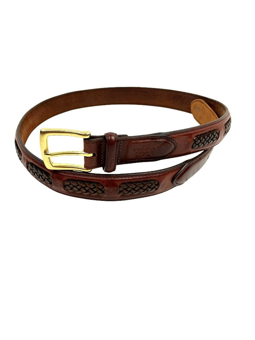 Red Wing Shoes Heritage Braided Full Grain Leather Belt Brass Buckle Mens 38 Bro